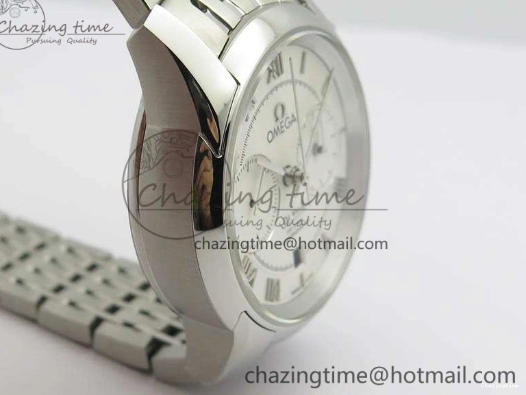 0427 HighQuality De Ville Chronograph SS OMF 1:1 Best Edition White Dial On SS Bracelet A 8151
